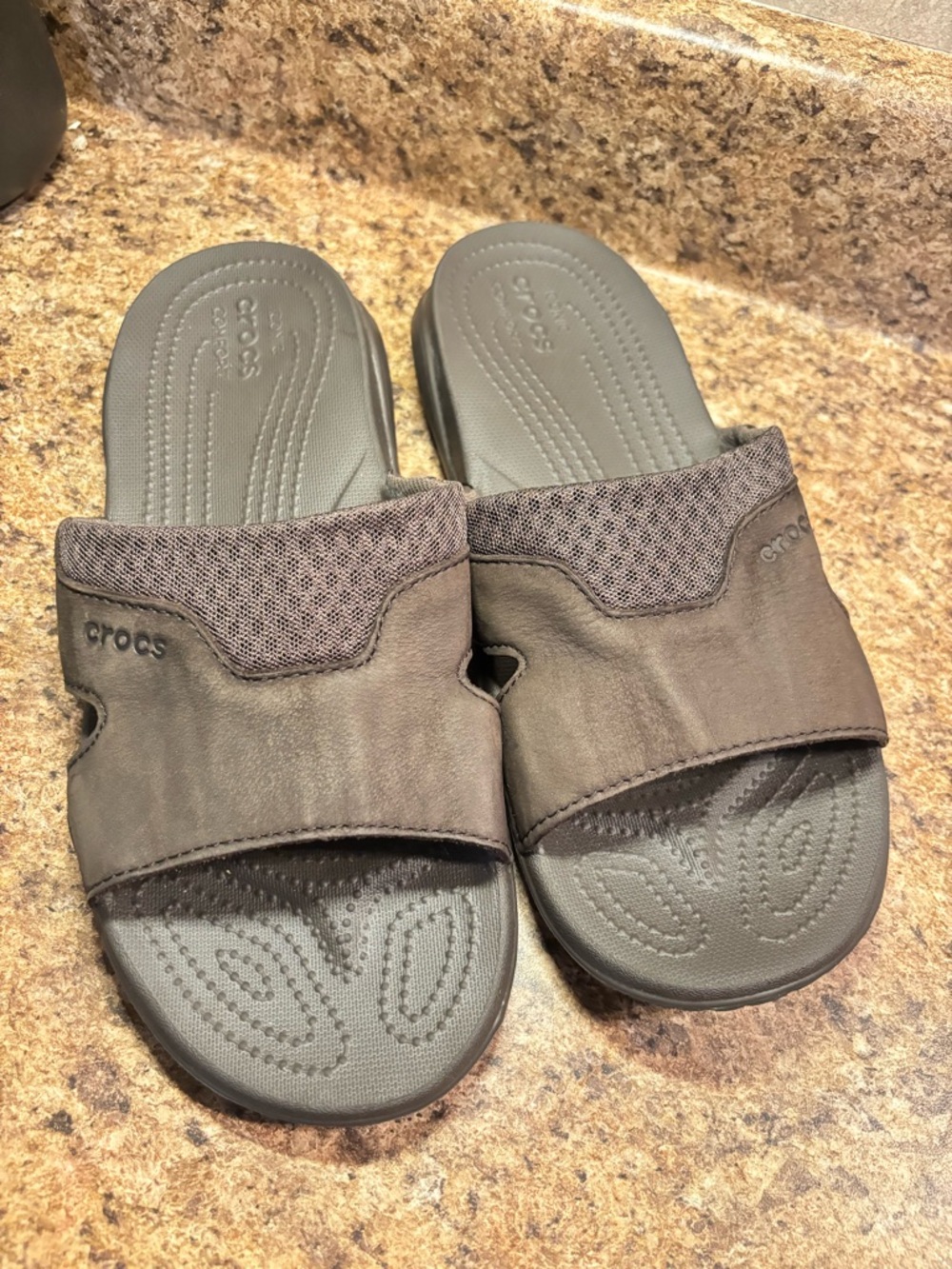 CROCS Men's Brown Slip-On Slide Sandals